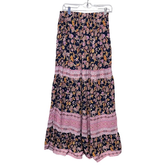 Ces Femme Dresses & Skirts - Ces Femme Hippie Boho Floral Paisley Tiered Maxi Skirt Pockets‎ Medium Tall